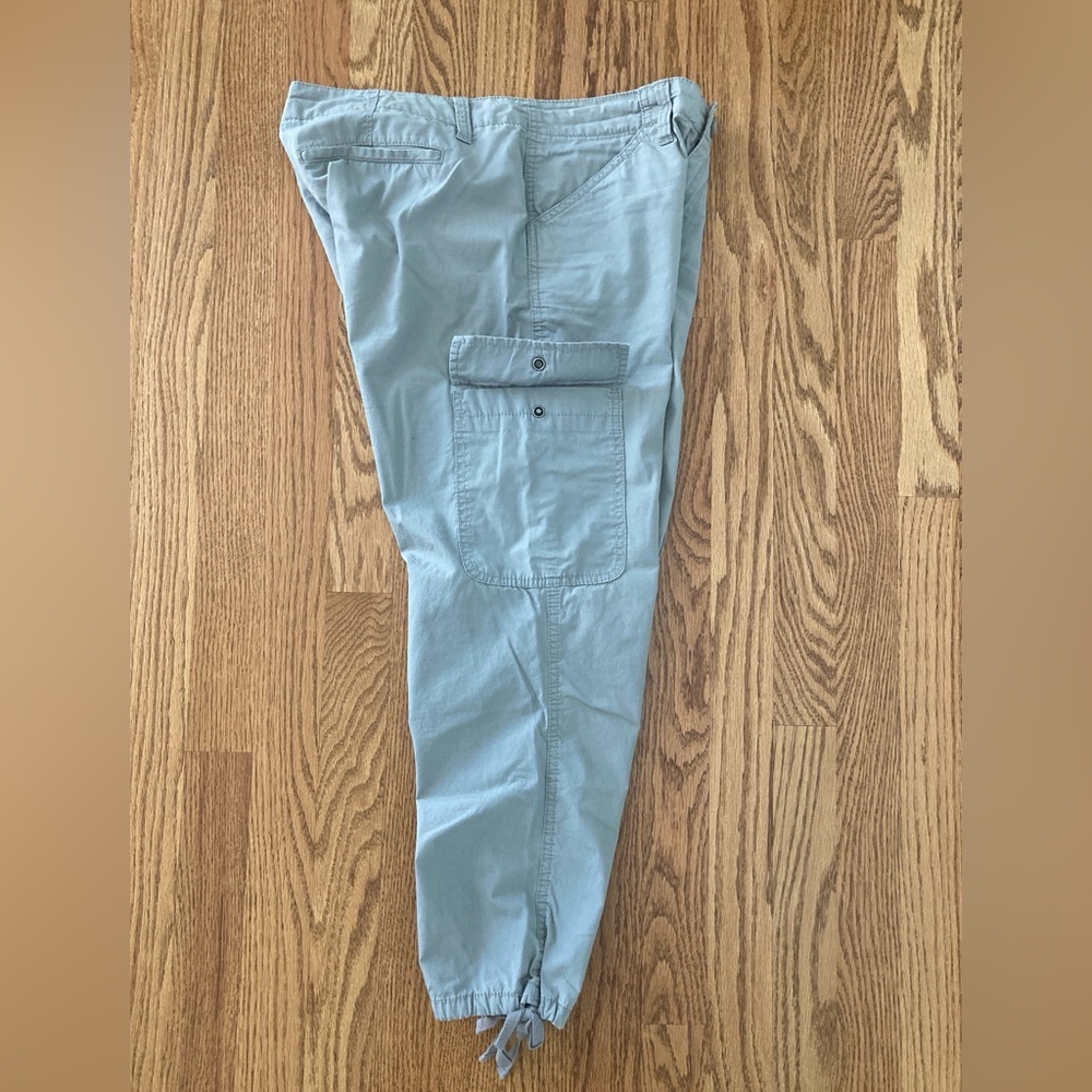 GH Bass 100% Lightweight Cotton Cargo Pants Drawstring Ankle Gray Size 4 Regular